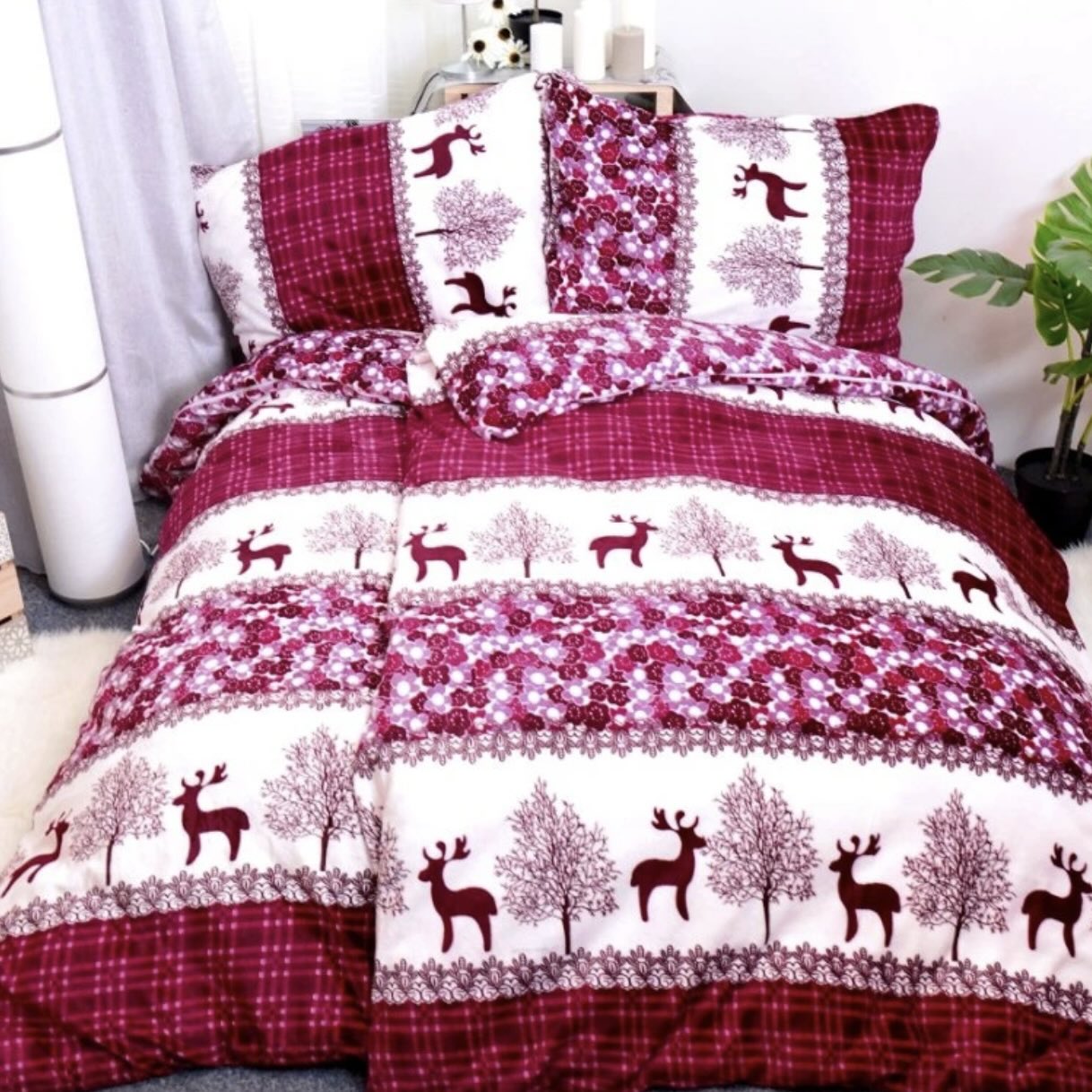 Povlečení mikroplyš Sob červený 140x200/70x90cm 