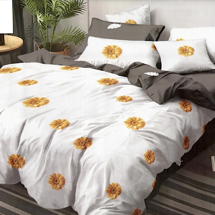 6dílná sada bavlněného povlečení Gerbery - Sada 2x - 140x200 cm, 70x90 cm, 40x50 cm