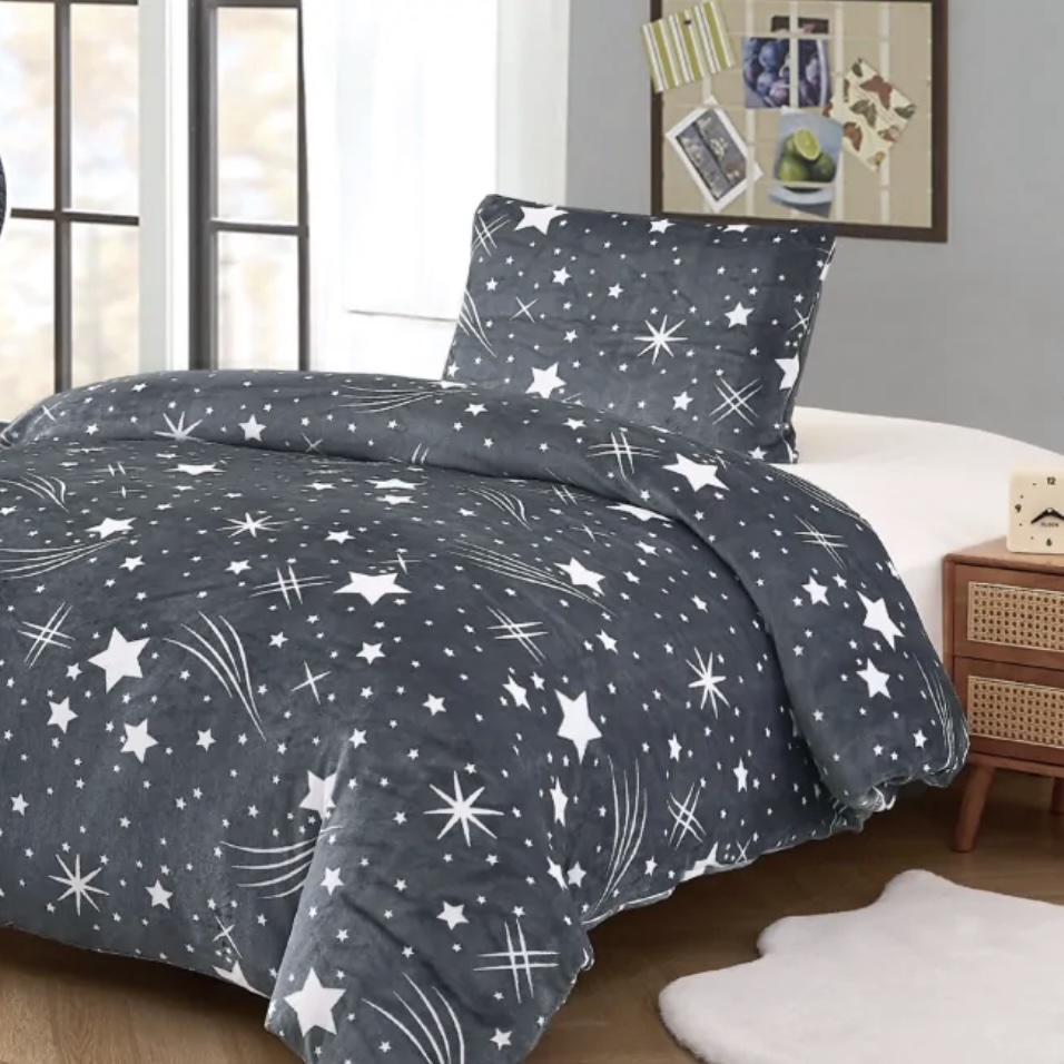 Povlečení mikroplyš Komety šedé 140x200/70x90cm 