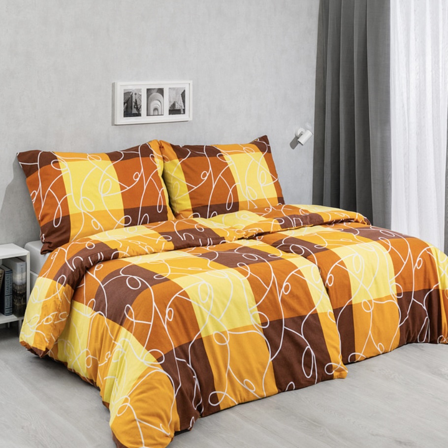 Flanelové povlečení De Luxe 140x200/70x90 cm - Žlutooranžové