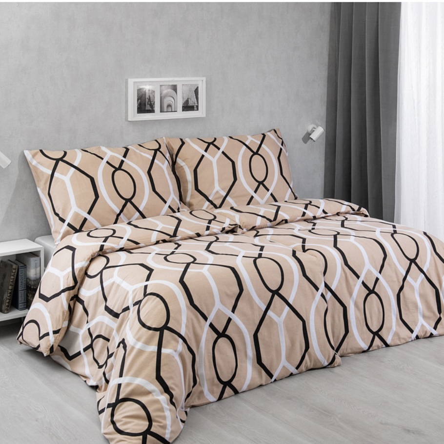 Flanelové povlečení De Luxe 140x200/70x90 cm - Mřížky béžové