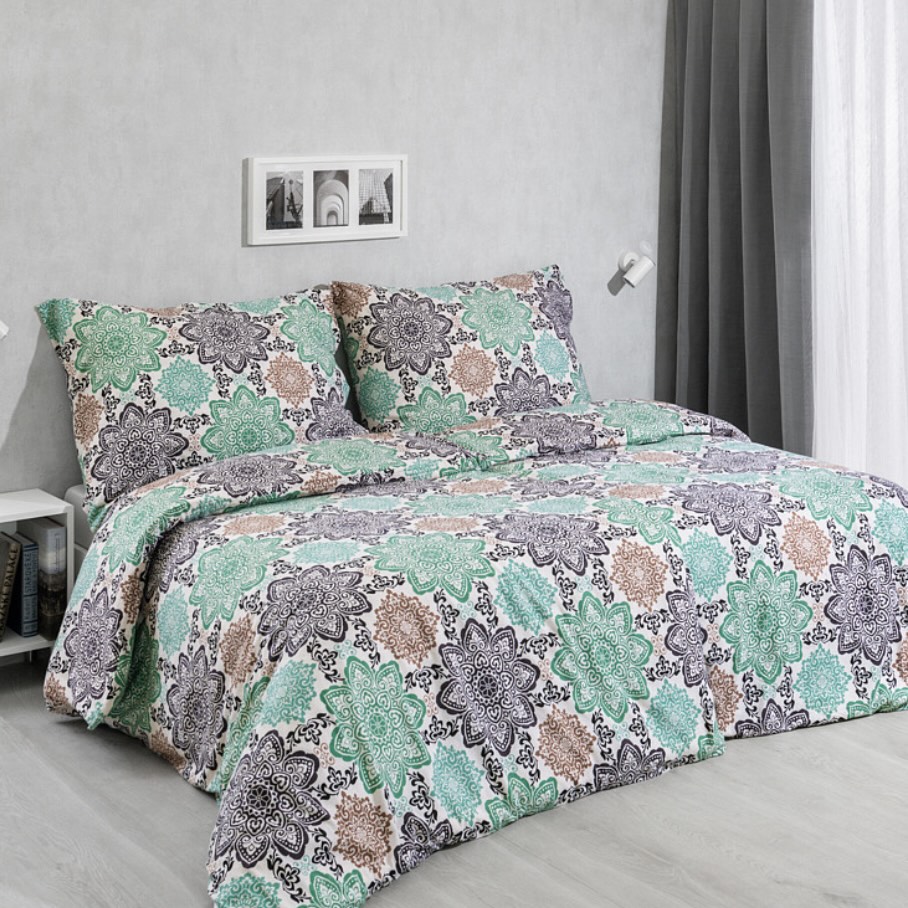 Flanelové povlečení De Luxe 140x200/70x90 cm - Mandaly zelené