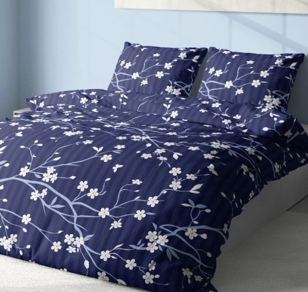 4dílné Ložní povlečení ze 100% hladké bavlny renforcé Daniela modrá 2+2